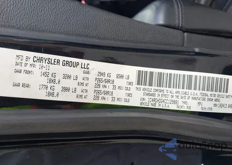 2012 Dodge Durango Crew z USA, uszkodzony, nr VIN 1C4RDHDG4CC129881